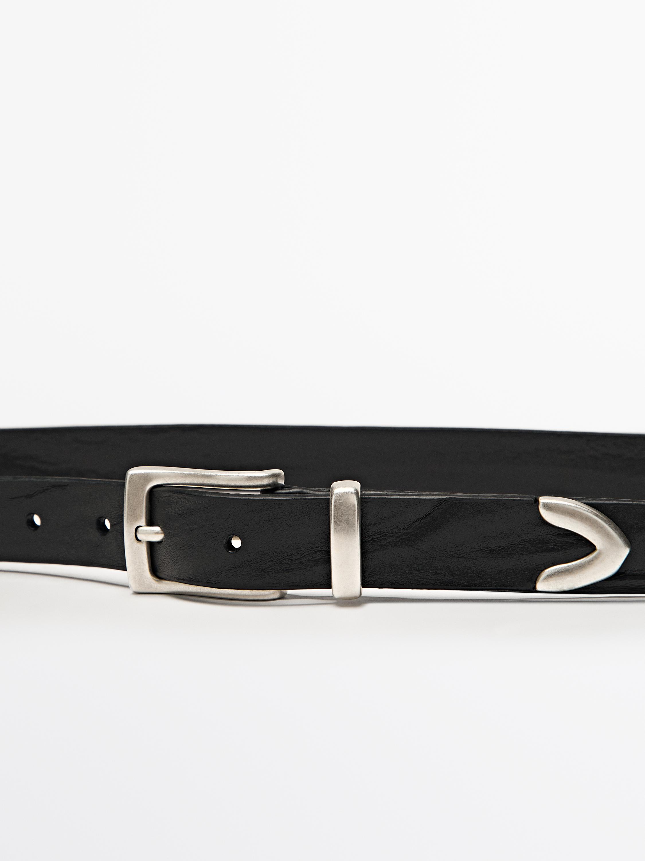 Nappa leather belt with tip detail